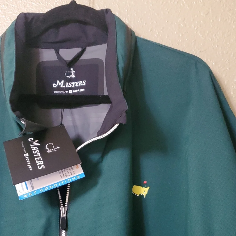Masters FootJoy Size 4X Zip Up Rain Jacket With Hood NEW Golf Green Black - Picture 3 of 15